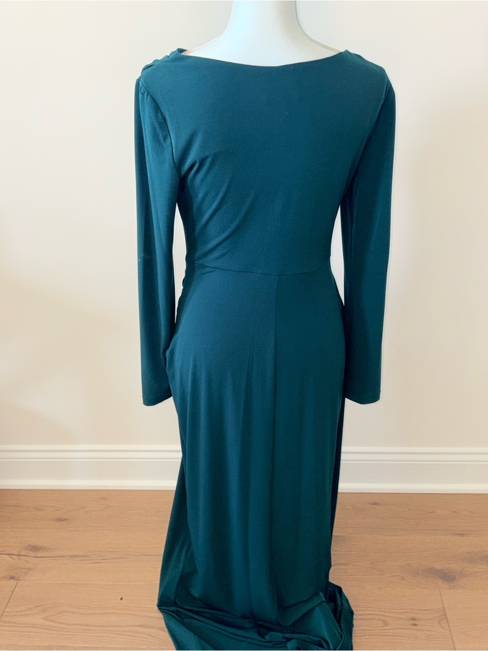 connected apparel Teal Long Sleeve Draped Maxi Dress - Picture 5 of 6